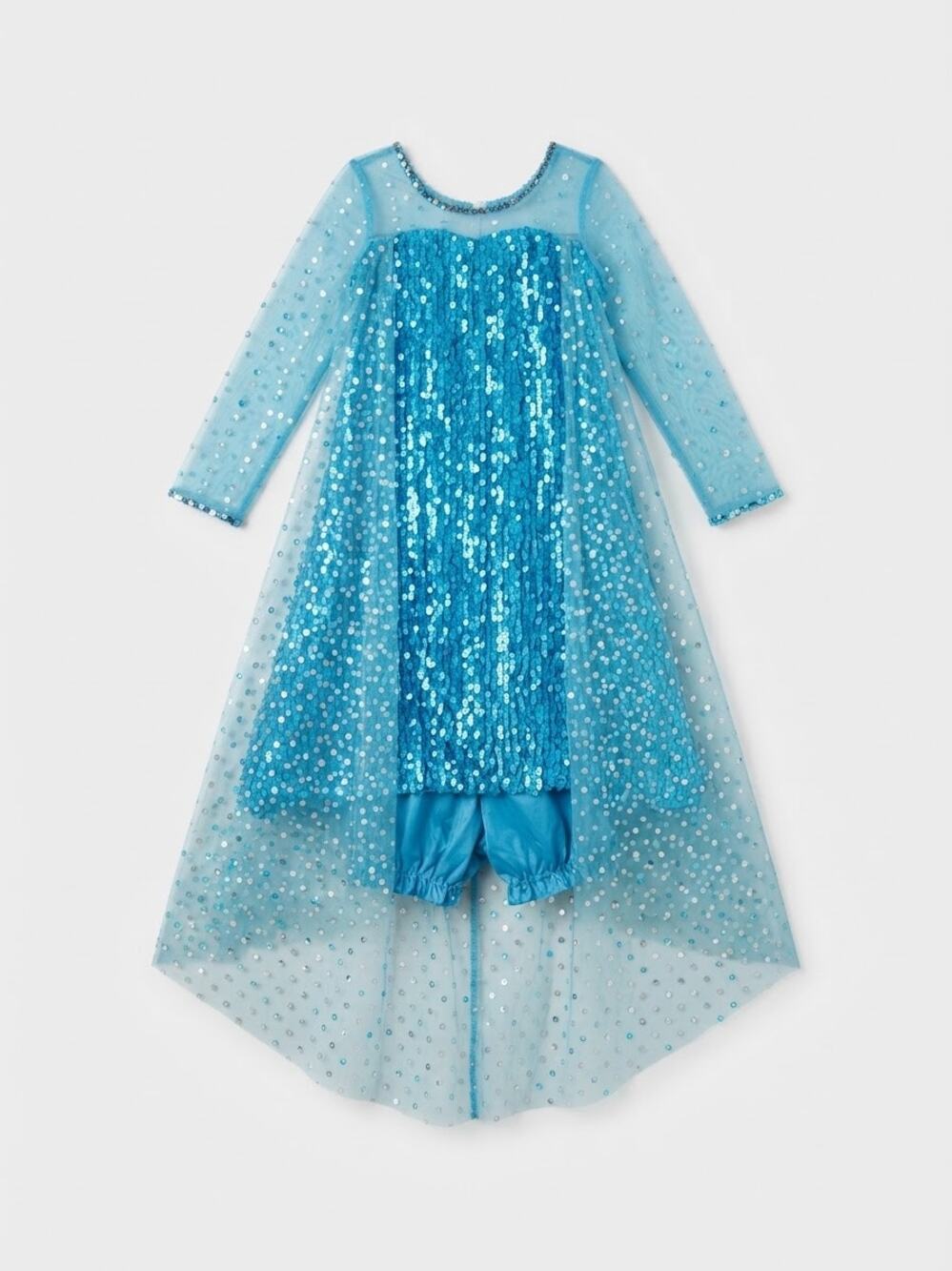 Frozen Halloween Costume Blue Sequin Dress Long Sleeve Size 120 5-6 years old